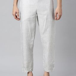 Ecentric Men Grey Striped Lounge Pant-image-43