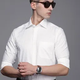 Louis Philippe Men White Self-Design Classic Fit Pure Cotton Formal Shirt-picture-41