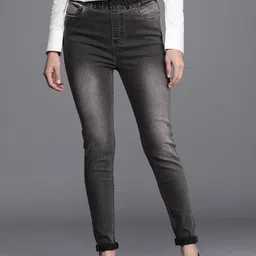 Allen Solly Woman Women Black Skinny Fit High-Rise Heavy Fade Stretchable Jeans-image-35