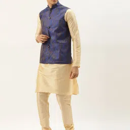 SOJANYA Men Beige & Blue Kurta with Churidar-picture-35