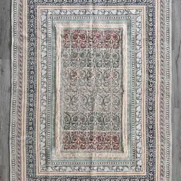 Art Avenue Beige & Green Traditional Cotton Carpet-25