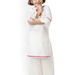Modish Couture Girls Floral Embroidered Thread Work Kurta with Palazzos-picture-25
