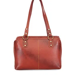 GENWAYNE Brown Solid Leather Shoulder Bag-image-33