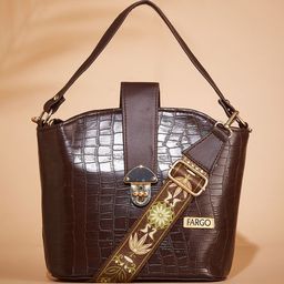 FARGO Textured Zip Detail PU Structured Shoulder Bag-12
