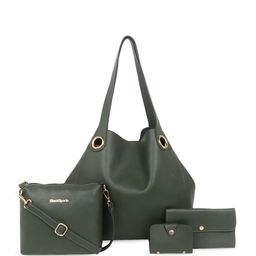 Black Spade Set of 4 Structured Tote Bag With Sling Bag And Wallet & Card Holder image 1