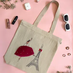MASQ Graphic Printed Structured Cotton Tote Bag-image-3