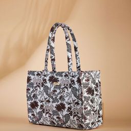 FARGO Floral Printed Structured Canvas Tote Bag image 1