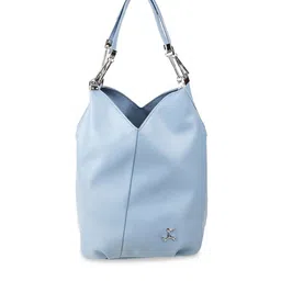 Mochi Blue Textured PU Bucket Shoulder Bag-10
