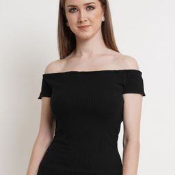 Popwings Women Black Off-Shoulder Top-image-76