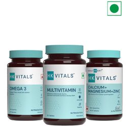 HK VITALS Set of Omega + Multivitamin + Calcium Capsules - 60 Capsules Each-58