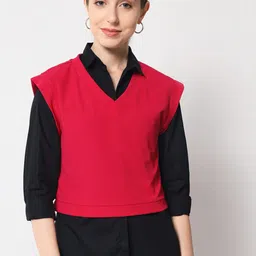 Orchid Blues Colourblocked Roll-Up Sleeves Shirt Style Top-picture-49