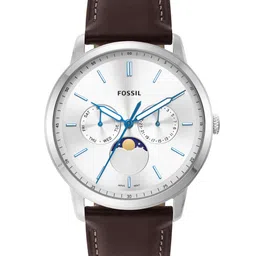 Fossil Men Silver-Toned Dial & Brown Leather Straps Analogue Multi Function Watch FS5905-63