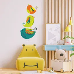 RANGOLI Yellow & Green Three Birds PVC Vinyl Wall Sticker-47