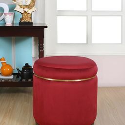 Shadowkart Maroon Velvet Cylindrical Ottomans-image-36