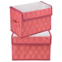 Kuber Industries Maroon 2 Pieces Foldable Transparent Lid Velcro Drawer Box Organisers-46