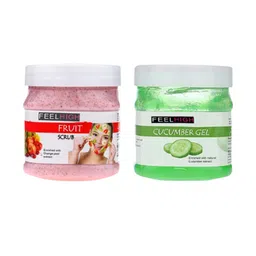 FEELHIGH Set Of 2 Face & Body Mix Fruit  Scrub & Cucumber Gel-500ml Each-82
