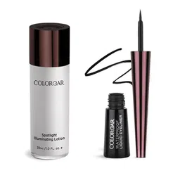 Colorbar Set of Precision Eyeliner 2.5 ml - Black & Spotlight Illuminating Lotion - 30 ml-81