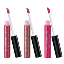 Lakme Set of 3 Forever Matte Liquid Lip Colour 5.6ml Each-Pink Punch,Nude Hue,Pink Prom-31