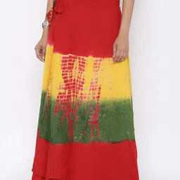 SOUNDARYA Women Red & Yellow Dyed Cotton Wrap Around Skirt-image-16