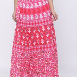 SOUNDARYA Women Printed Cotton Wrap-Around Maxi Skirt-image-87