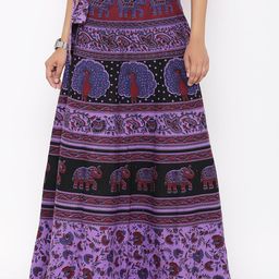 SOUNDARYA Printed Pure Cotton Wrap Around Maxi Skirt-picture-17