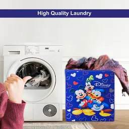 Kuber Industries Blue Printed Foldable Laundry Bag-96