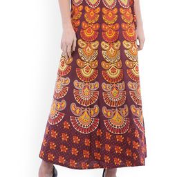 Exotic India Geometric Printed Pure Cotton Wrap Maxi Skirts-image-21