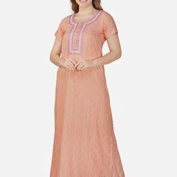 Sand Dune Striped Embroidered Maxi Nightdress-image-89