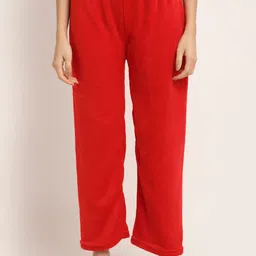 NEUDIS Women Red Solid Warm Fleece Lounge Pants-image-96