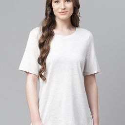 Marks & Spencer Women Grey Melange Solid Lounge T-Shirt-image-59