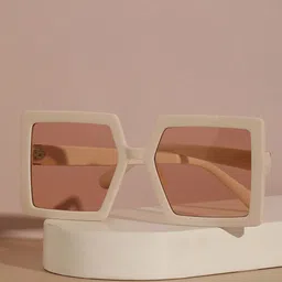 HAUTE SAUCE by Campus Sutra Women Brown Lens & White Rectangle Sunglasses with Polarised Lens-20