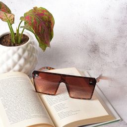 HAUTE SAUCE by Campus Sutra Women Black Lens & Brown Oversized Sunglasses with UV Protected Lens-image-49