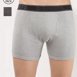 SPORTO Pack Of 2 Men Grey Melange & Grey Solid Trunk SPM1030RLT_2P-picture-12
