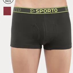 SPORTO Men Pack of 2 Solid Cotton Trunks-picture-52