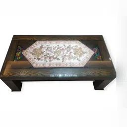 MONKDECOR Brown Floral Printed Table Runner-56
