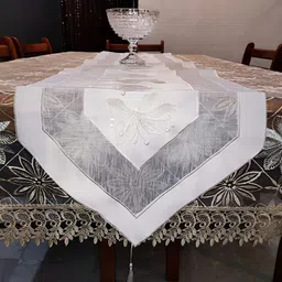 MONKDECOR  White Embroidered Table Runners-21