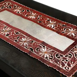 MONKDECOR Maroon Embroidered Table Runners-15