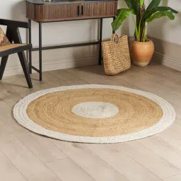 thegasbh White Geometric Jute 3 Ft X 3 Ft Hand Woven Dhurrie-picture-37