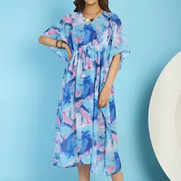 Secret Wish Abstract Printed Kaftan Maternity Swimwear Cover up Dress-image-32
