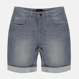 KiddoPanti Boys Washed Denim Rollup Shorts-image-10