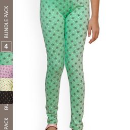 IndiWeaves Girls Pack Of 4  Printed Pure Cotton Ankle Length Leggings-picture-11
