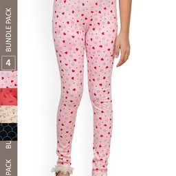 IndiWeaves Girls Pack Of 4 Printed Pure Cotton Ankle Length Leggings-picture-15