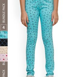 IndiWeaves Girls Pack Of 4 Printed Pure Cotton Ankle Length Leggings-picture-5