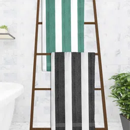 Athom Trendz Set Of 2 Striped 210 GSM Pure Cotton Bath Towels-81