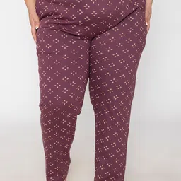 TITTLI Women Plus Size Printed Pure Cotton High Rise Lounge Pants-15