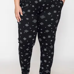 TITTLI Women Plus Size Printed Pure Cotton High-Rise Lounge Pants-image-44