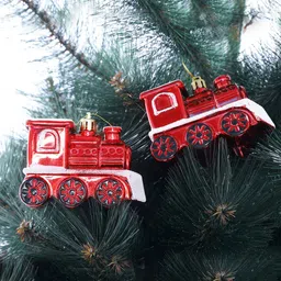 TAYHAA Red 2 Pieces Santa's Express Miniature Train Festive Decor-26