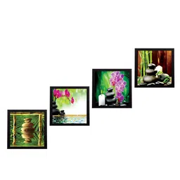 eCraftIndia Set Of 4 Green & Purple Nature Shots Satin Matt Texture UV Wall Art-5