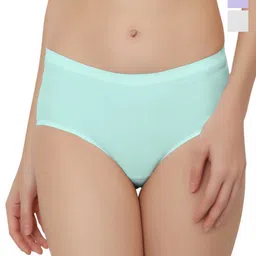 Bella Voste Pack Of 3 Mid-Rise Hipster Briefs PT-810-Green-Purple-White-L-image-77