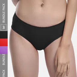 FIMS Women Pack Of 3 Seamless Anti Microbial Hipster Briefs Chinki_Panty_BlackPurpleRed-picture-56